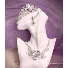 Zinc Alloy Jewelry Rhinestone Silver Color Plated Bridal Jewelry Set